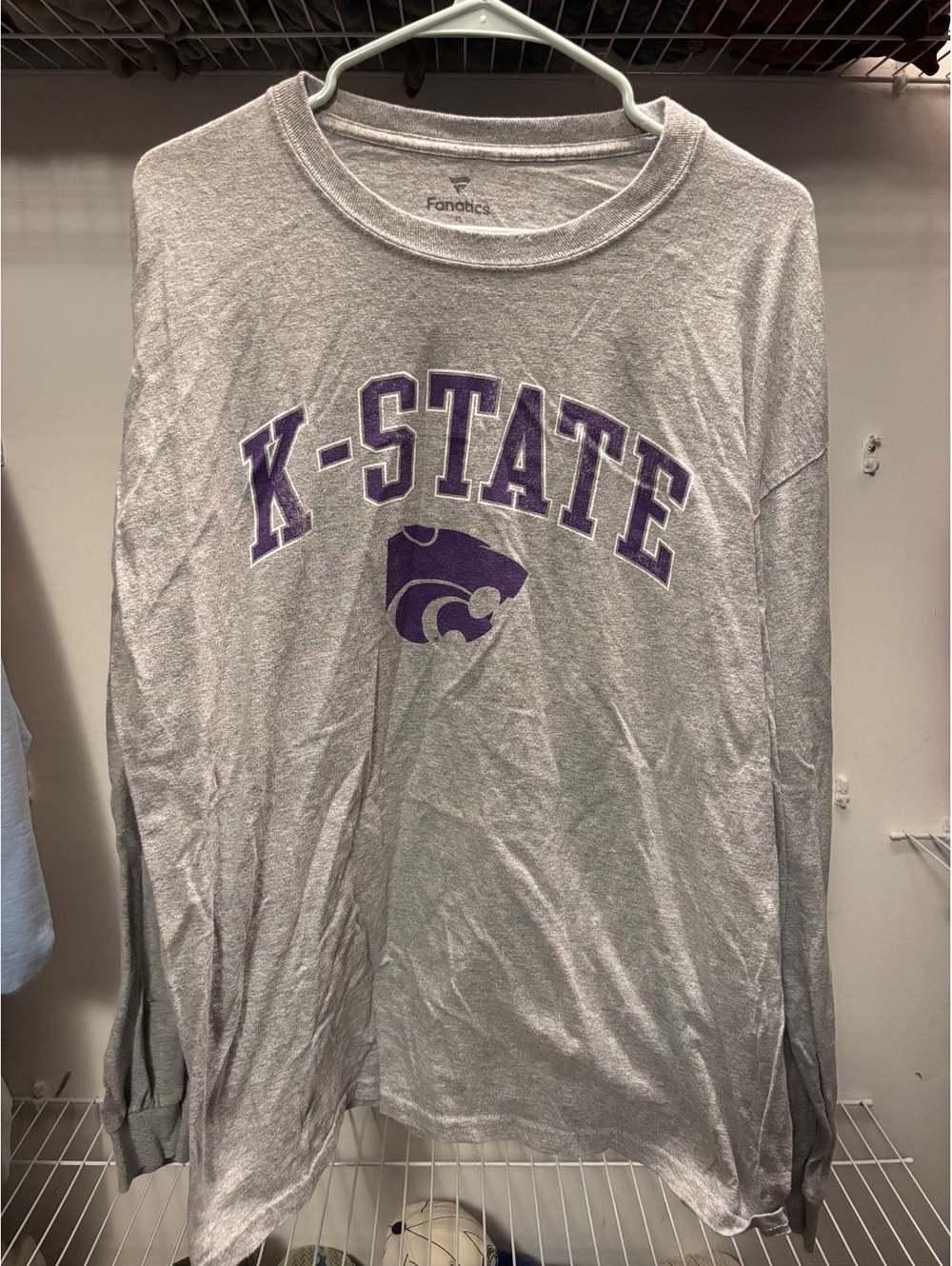 Kansas State Wildcats Long Sleeve T-Shirt Gray Men's Large